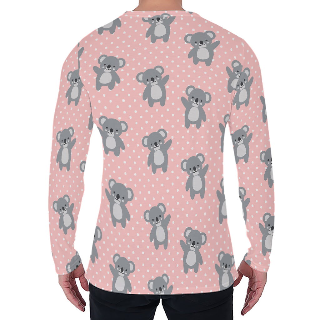 Polka Dot Koala Pattern Print Men's Long Sleeve T-Shirt