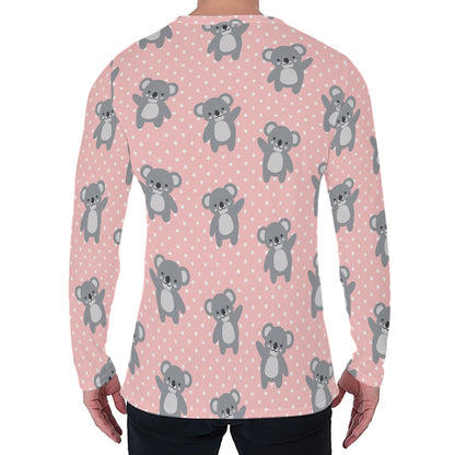Polka Dot Koala Pattern Print Men's Long Sleeve T-Shirt