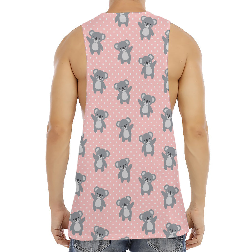 Polka Dot Koala Pattern Print Men's Muscle Tank Top