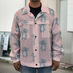 Polka Dot Koala Pattern Print Men's Shirt Jacket