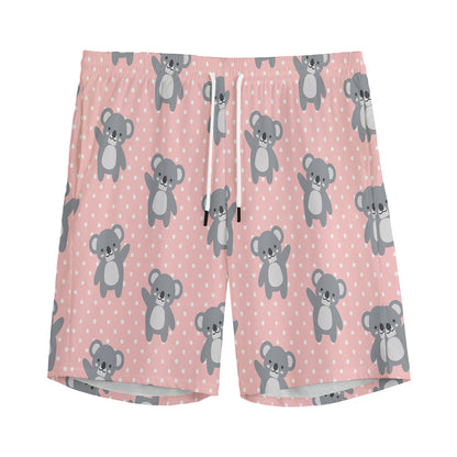 Polka Dot Koala Pattern Print Men's Sports Shorts