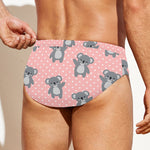 Polka Dot Koala Pattern Print Men's Swim Briefs