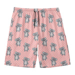 Polka Dot Koala Pattern Print Men's Swim Trunks