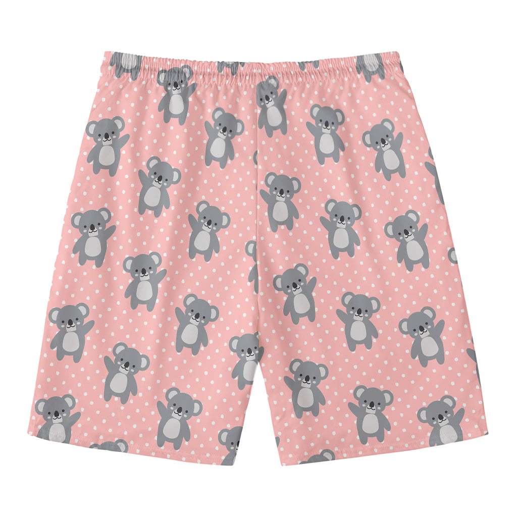 Polka Dot Koala Pattern Print Men's Swim Trunks