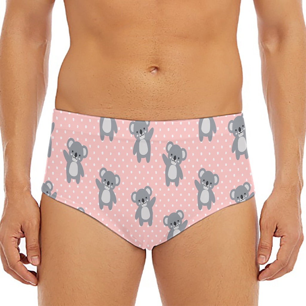 Polka Dot Koala Pattern Print Men's Triangle Swim Briefs