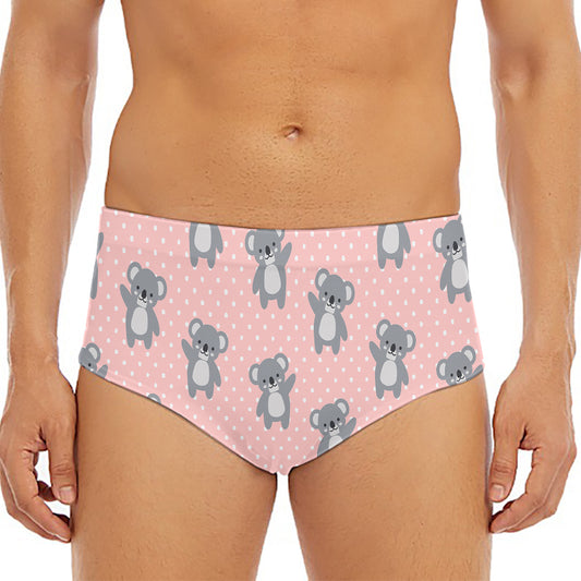 Polka Dot Koala Pattern Print Men's Triangle Swim Briefs