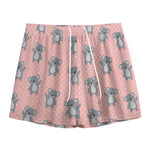 Polka Dot Koala Pattern Print Mesh Shorts