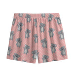 Polka Dot Koala Pattern Print Mesh Shorts