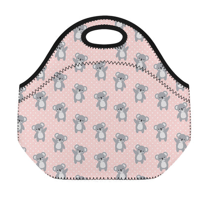 Polka Dot Koala Pattern Print Neoprene Lunch Bag