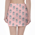 Polka Dot Koala Pattern Print Pencil Mini Skirt