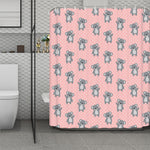 Polka Dot Koala Pattern Print Polyester Shower Curtain