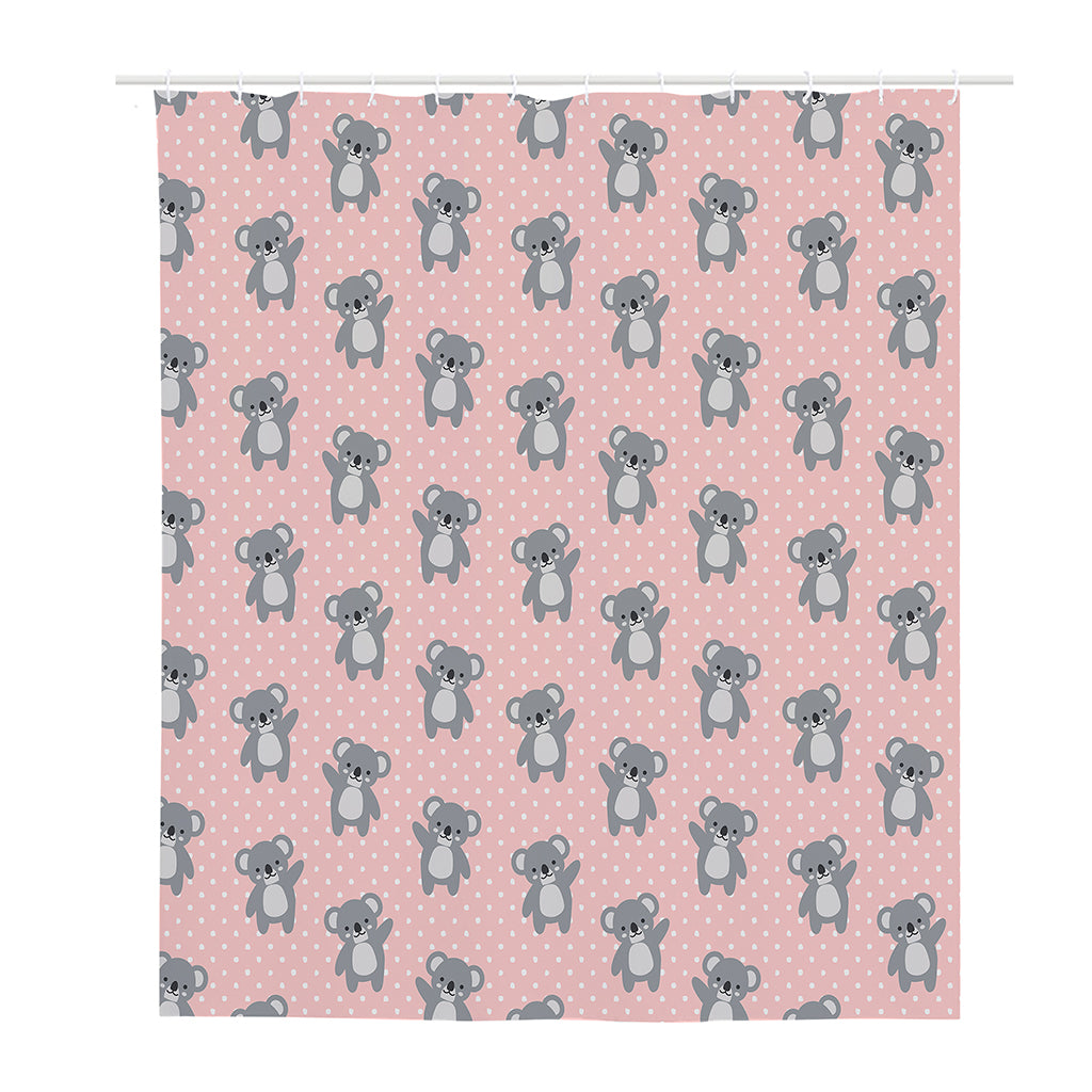 Polka Dot Koala Pattern Print Polyester Shower Curtain
