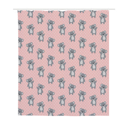 Polka Dot Koala Pattern Print Polyester Shower Curtain