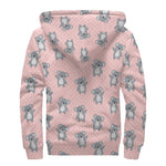 Polka Dot Koala Pattern Print Sherpa Lined Zip Up Hoodie
