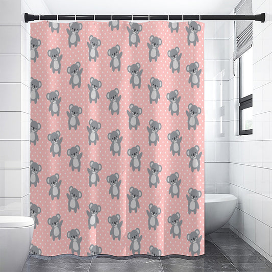 Polka Dot Koala Pattern Print Shower Curtain
