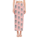 Polka Dot Koala Pattern Print Side Slit Maxi Skirt