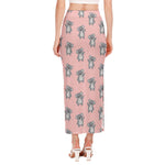 Polka Dot Koala Pattern Print Side Slit Maxi Skirt