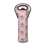 Polka Dot Koala Pattern Print Single Neoprene Wine Tote