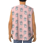 Polka Dot Koala Pattern Print Sleeveless Baseball Jersey