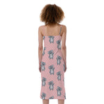 Polka Dot Koala Pattern Print Slim Fit Midi Cami Dress