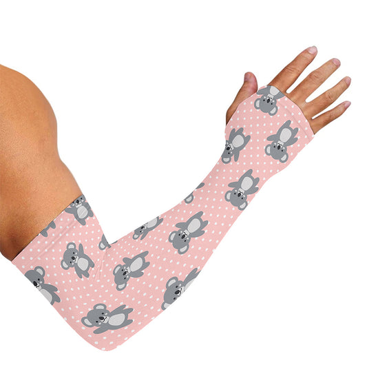 Polka Dot Koala Pattern Print Sun Protection Arm Sleeves