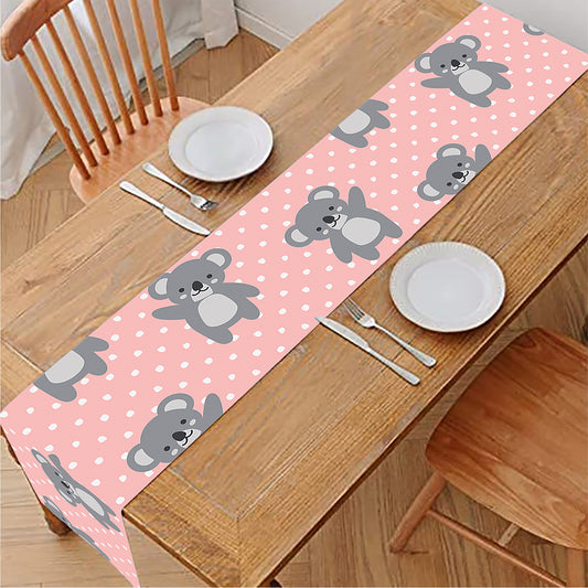 Polka Dot Koala Pattern Print Table Runner