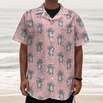 Polka Dot Koala Pattern Print Textured Short Sleeve Shirt