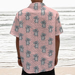 Polka Dot Koala Pattern Print Textured Short Sleeve Shirt