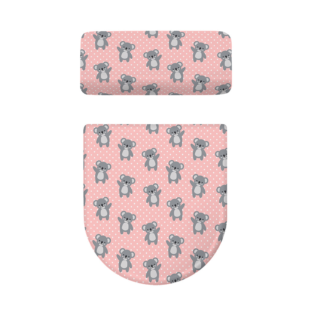 Polka Dot Koala Pattern Print Toilet Lid And Tank Cover Set