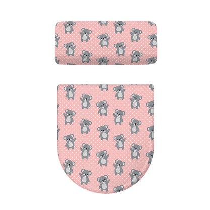 Polka Dot Koala Pattern Print Toilet Lid And Tank Cover Set