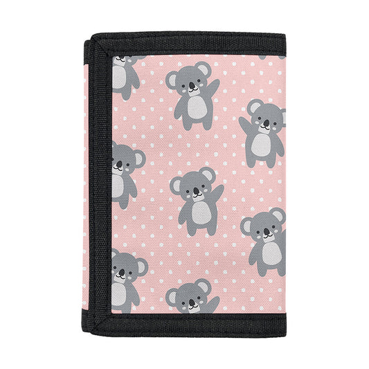 Polka Dot Koala Pattern Print Trifold Wallet