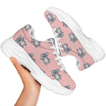 Polka Dot Koala Pattern Print White Chunky Shoes
