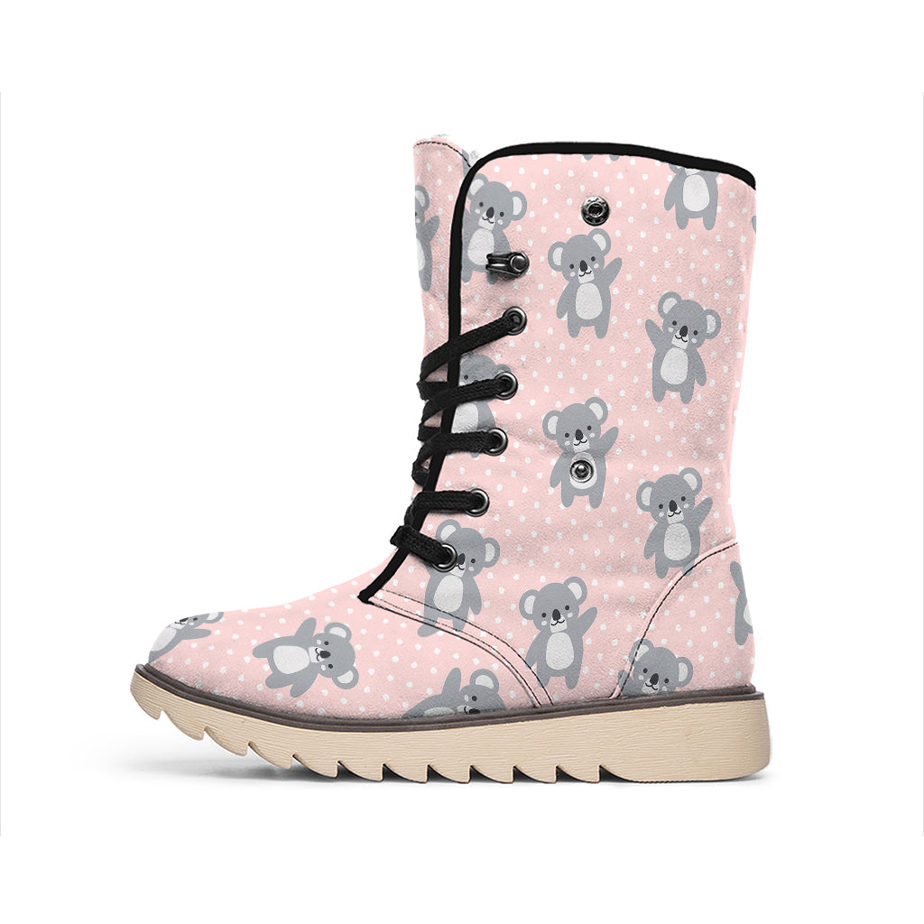 Polka Dot Koala Pattern Print Winter Boots