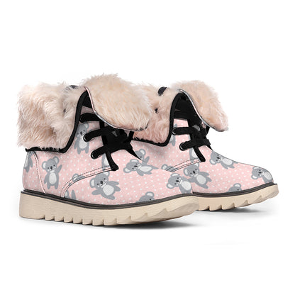 Polka Dot Koala Pattern Print Winter Boots