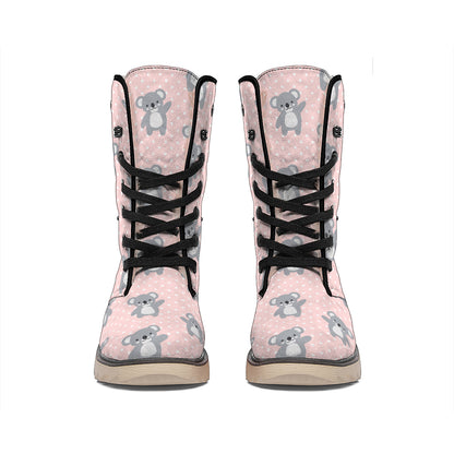 Polka Dot Koala Pattern Print Winter Boots