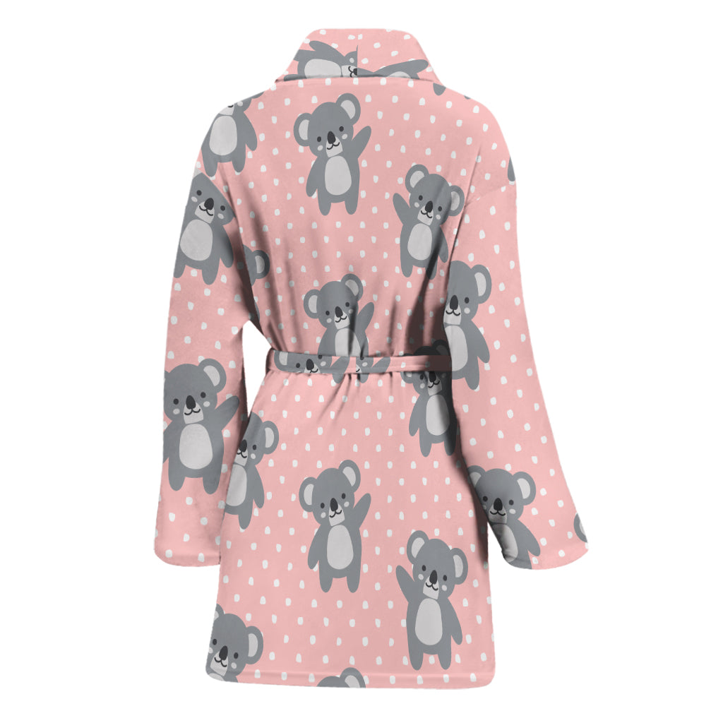 Polka Dot Koala Pattern Print Women's Bathrobe