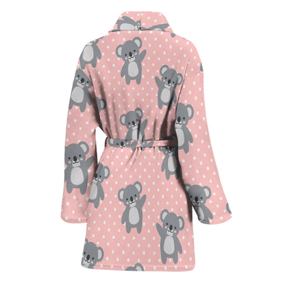 Polka Dot Koala Pattern Print Women's Bathrobe