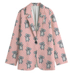 Polka Dot Koala Pattern Print Women's Blazer