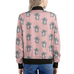 Polka Dot Koala Pattern Print Women's Bomber Jacket