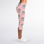 Polka Dot Koala Pattern Print Women's Capri Leggings