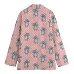 Polka Dot Koala Pattern Print Women's Cotton Blazer