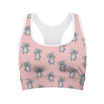 Polka Dot Koala Pattern Print Women's Sports Bra
