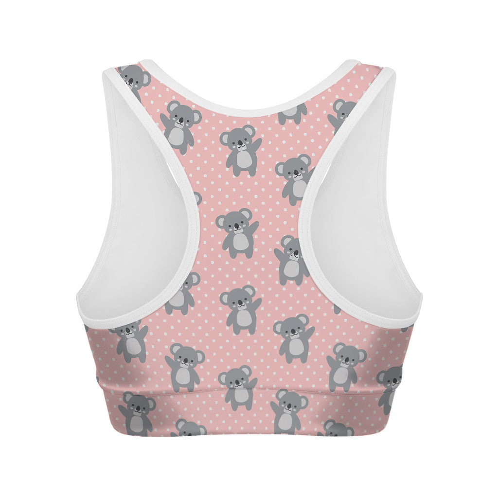 Polka Dot Koala Pattern Print Women's Sports Bra