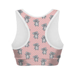Polka Dot Koala Pattern Print Women's Sports Bra