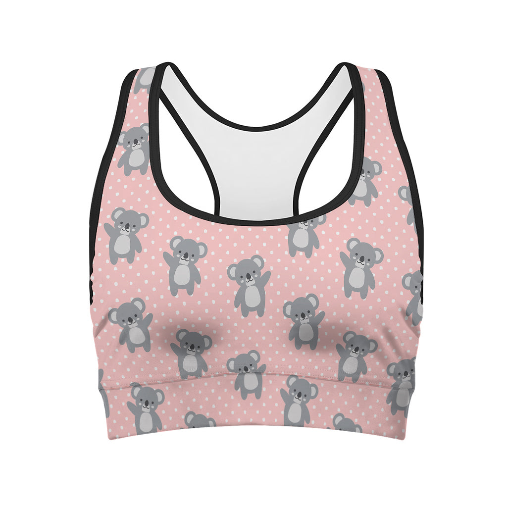 Polka Dot Koala Pattern Print Women's Sports Bra