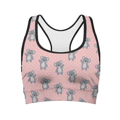 Polka Dot Koala Pattern Print Women's Sports Bra