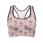 Polka Dot Koala Pattern Print Women's Sports Bra