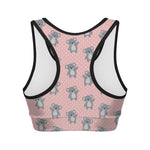 Polka Dot Koala Pattern Print Women's Sports Bra