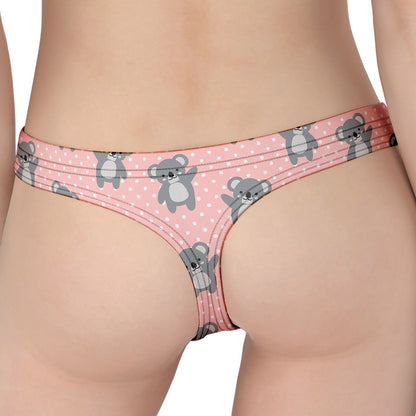 Polka Dot Koala Pattern Print Women's Thong