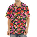 Polka Dot Lily Pattern Print Aloha Shirt